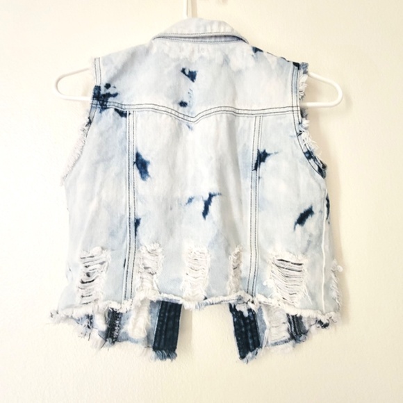 Chiqle Denim Studded Distressed Vest - S - Picture 2 of 7